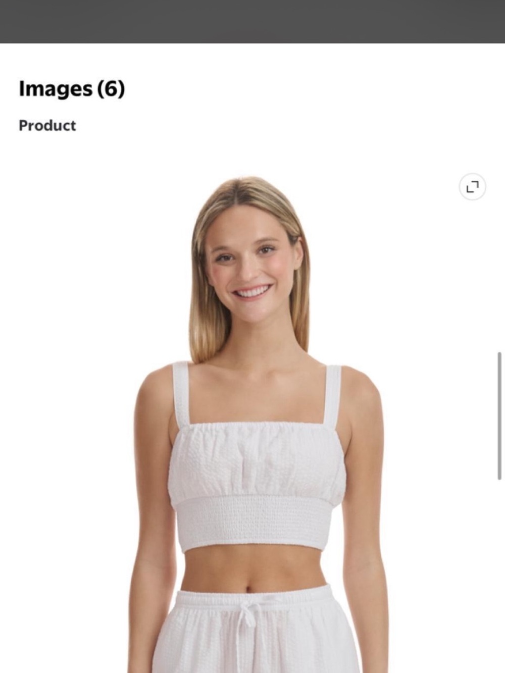 Bobbi Brown White Smocked Crop Top